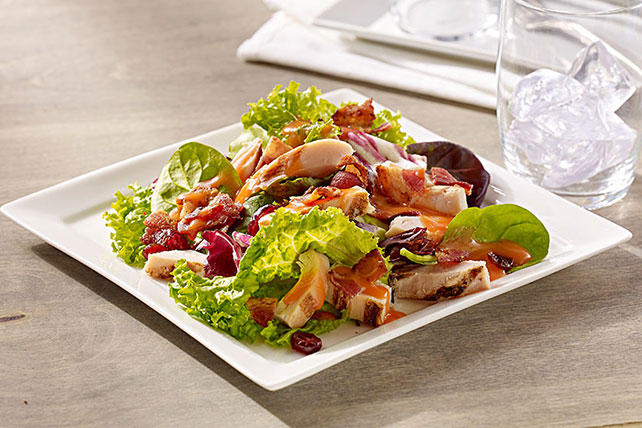 Harvest Bacon and Chicken Dinner Salad with Tangy Fruit Dressing