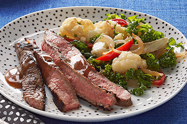 Marinated Skirt Steak with Pan-Roasted Vegetables