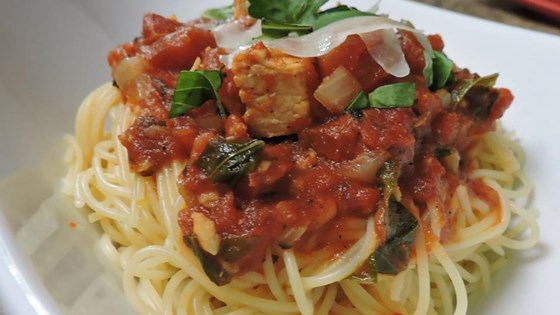 Basil Chicken over Angel Hair