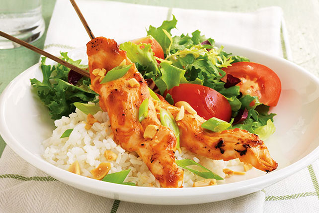 Easy Chicken Skewers with Peanut Sauce