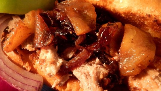 Apple Cider Pulled Pork with Caramelized Onion and Apples