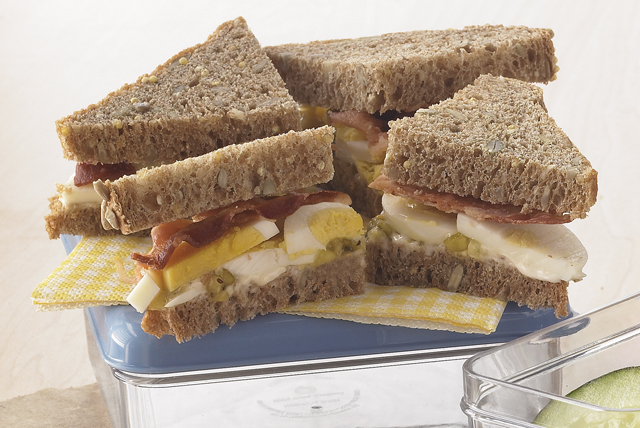 Layered Bacon and Egg Salad Sandwich