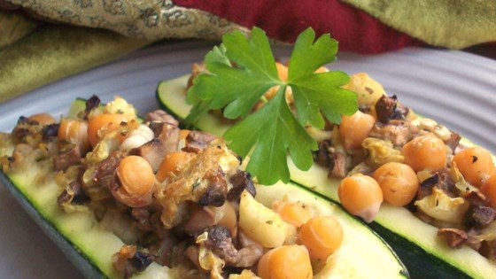 Zucchini with Chickpea and Mushroom Stuffing