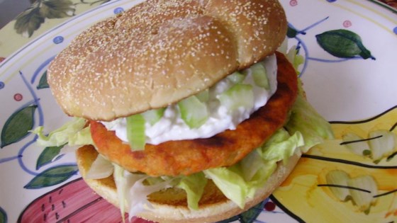 Buffalo Chicken Burgers with Blue Cheese Dressing