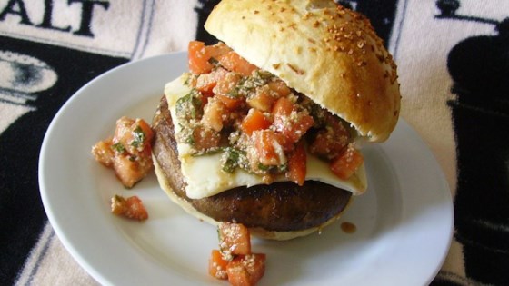 Portobello Mushroom Burger With Bruschetta Topping