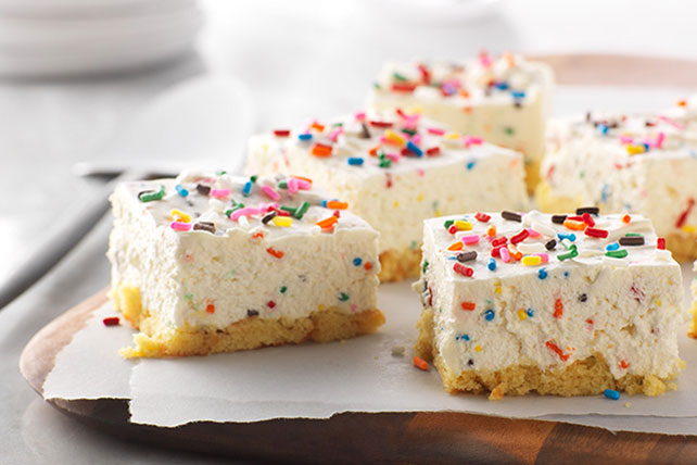 Birthday Cake No-Bake Cheesecake Bars