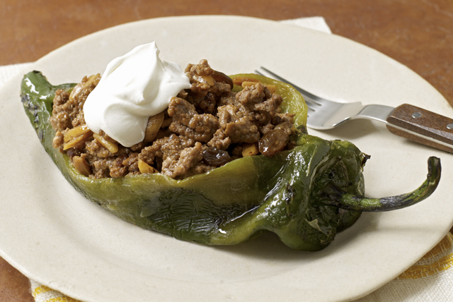 Chiles Rellenos with Sweet Picadillo