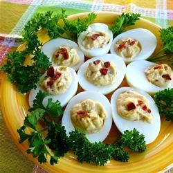 Spicy Bacon Deviled Eggs