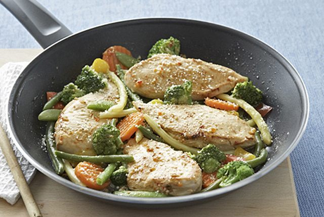 Skillet Chicken with Vegetables Parmesan