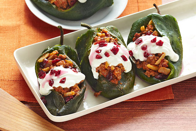 Chiles Rellenos with Cranberry-Almond Picadillo