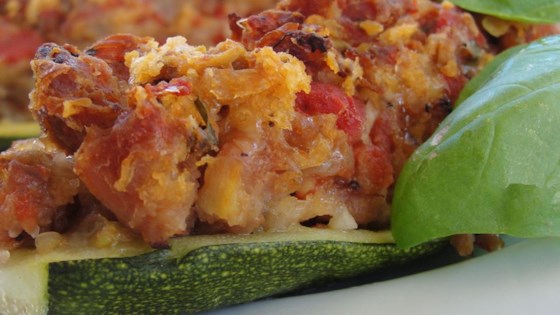 Stuffed Zucchini with Chicken Sausage