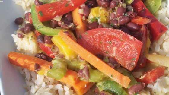 Adzuki Bean Mango Stir Fry with Cilantro Lime Coconut Sauce