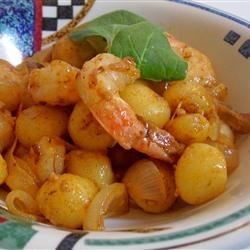 Creamy Saffron Shrimp with Gnocchi and Caramelized Onion