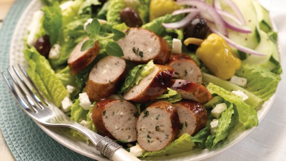 Greek Salad with Spinach & Feta Chicken Sausage