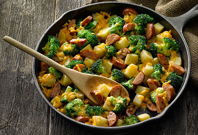 Cheesy Potatoes & Sausage Skillet